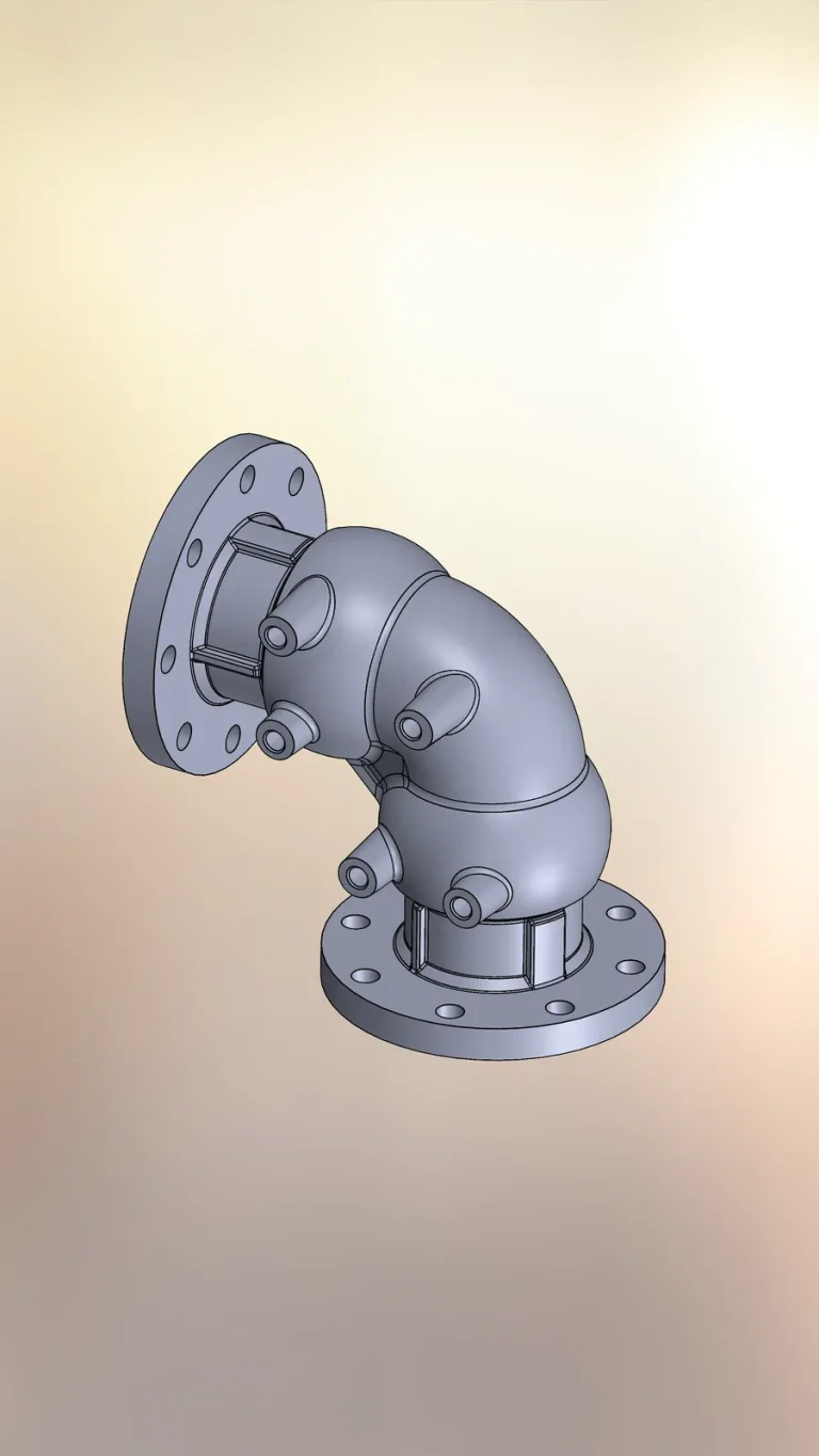 Flanged pipe elbow: CAD model