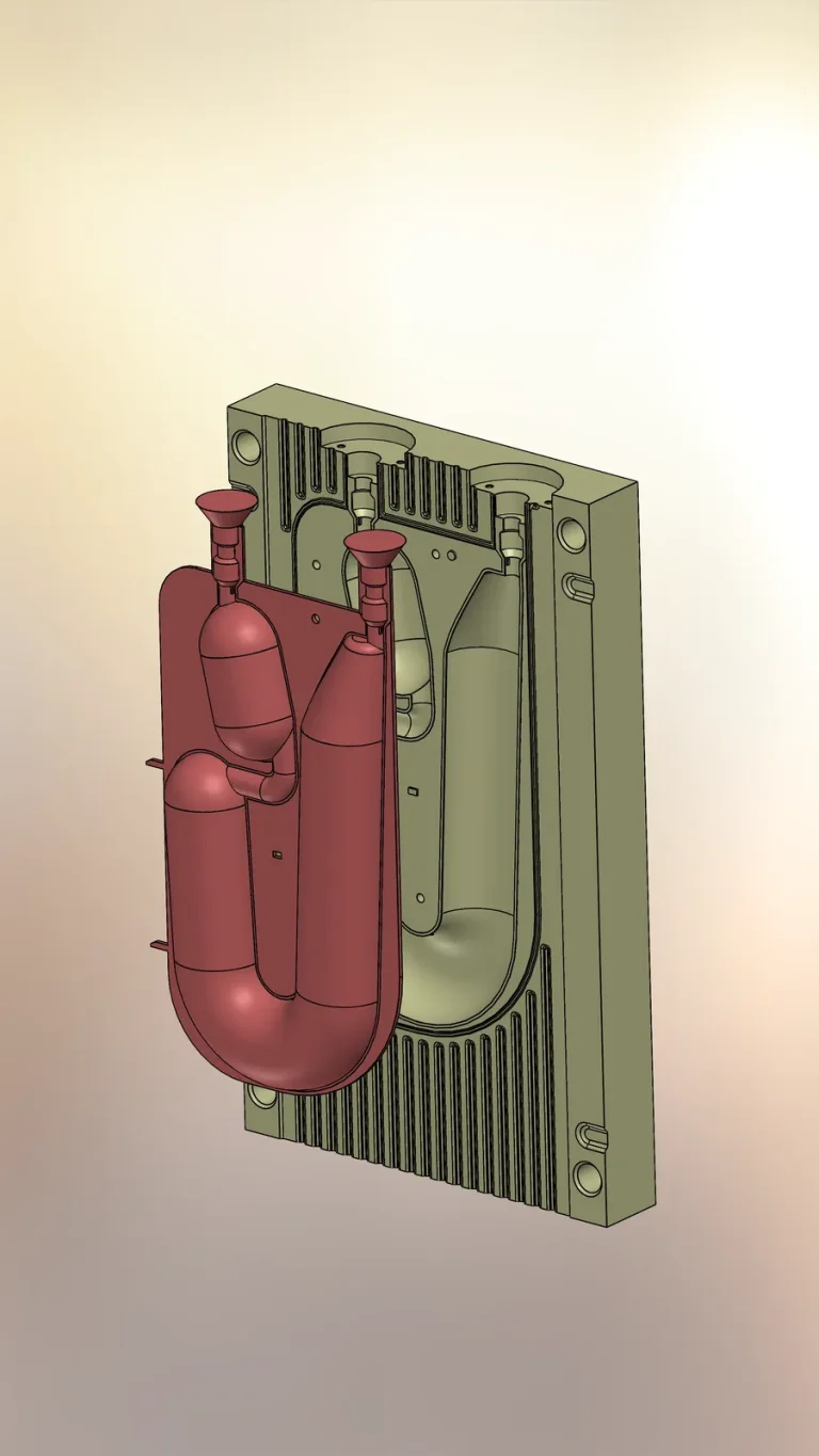 Two-cavity blow mold: finished part